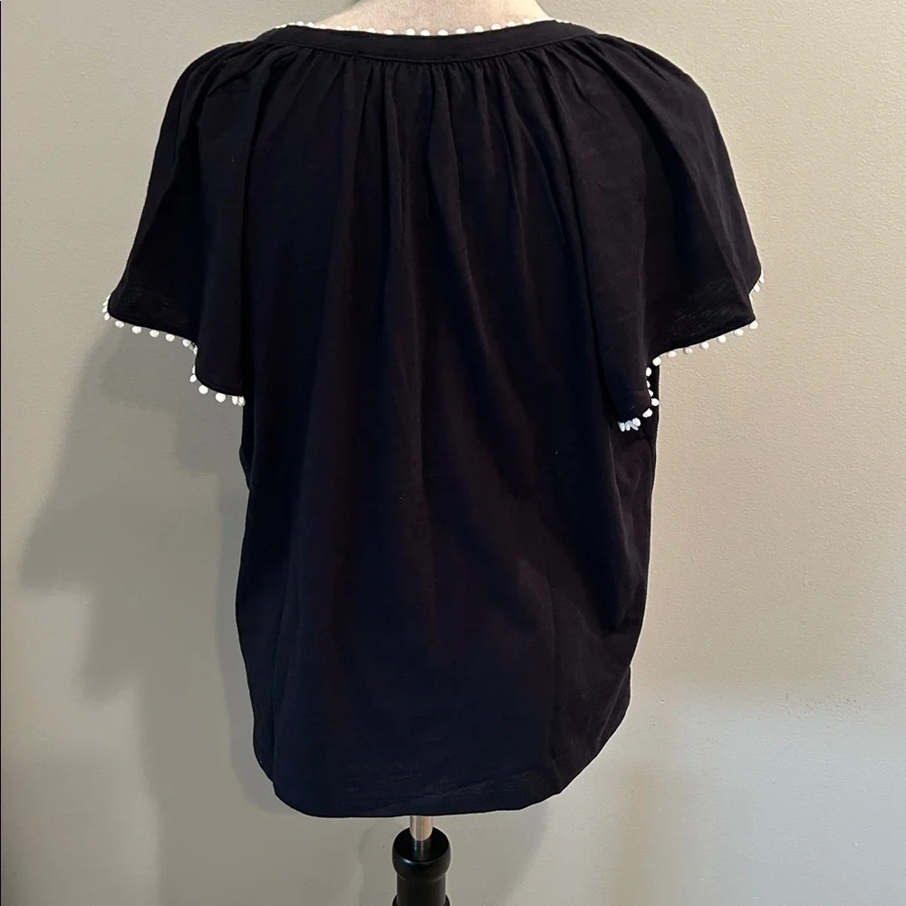 Tommy Hilfiger Navy Short Sleeve Tee with Pompom Trim L - Picture 4 of 4